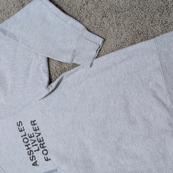 Assholes Live Forever Sweatshirt Light Gray Quarter Zip Pullover Dog Bark Medium - Picture 4 of 11